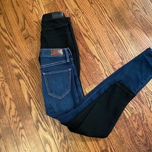 2 pairs of Hollister skinny jeans. Blue denim & black denim. 00S, regular length